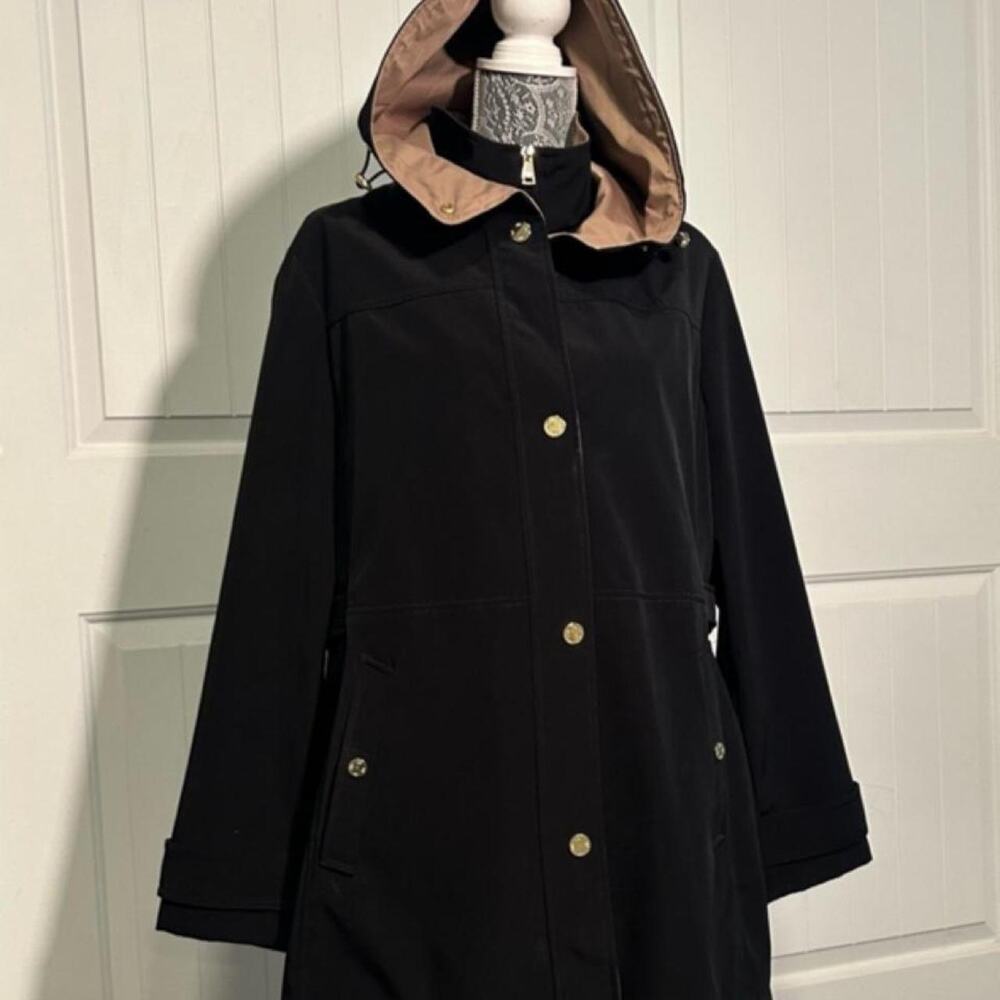 Jones New York Black Hooded Jacket Coat Utility Casual Travel XL